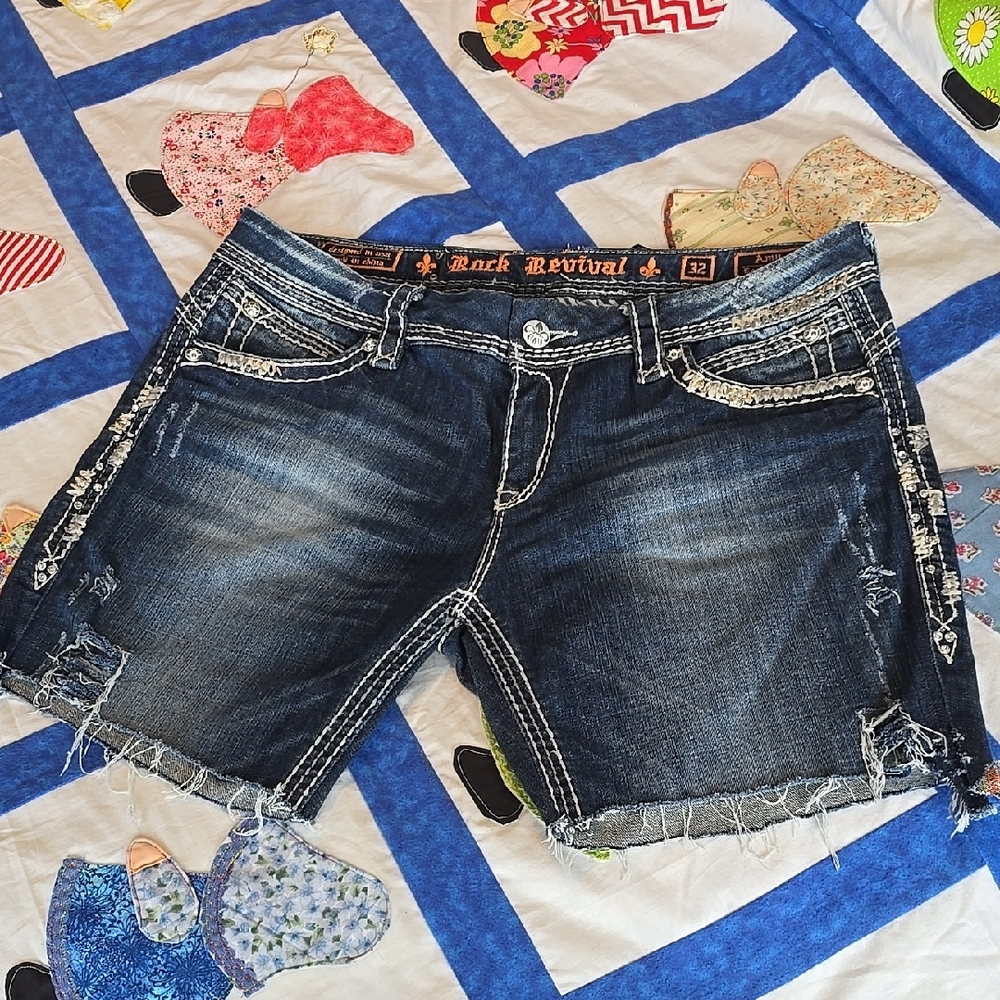 Rock Revival Women's Blue Denim Shorts 32